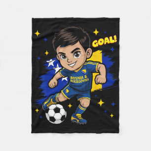 Bosnia-herzegovina Kid Goal Cartoon Bosnia Flag Bo Fleece Blanket
