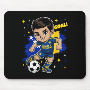 Bosnia-herzegovina Kid Goal Cartoon Bosnia Flag Bo Mouse Pad