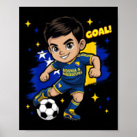 Bosnia-herzegovina Kid Goal Cartoon Bosnia Flag Bo