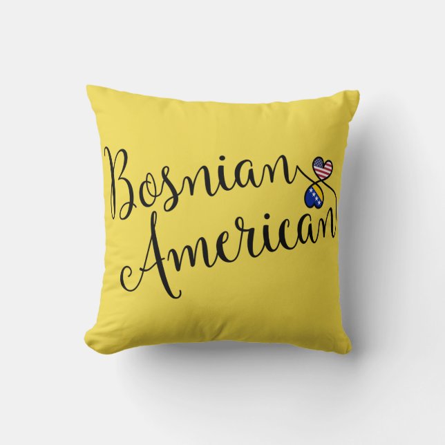 Bosnian American Entwined Hearts   Cushion (Front)