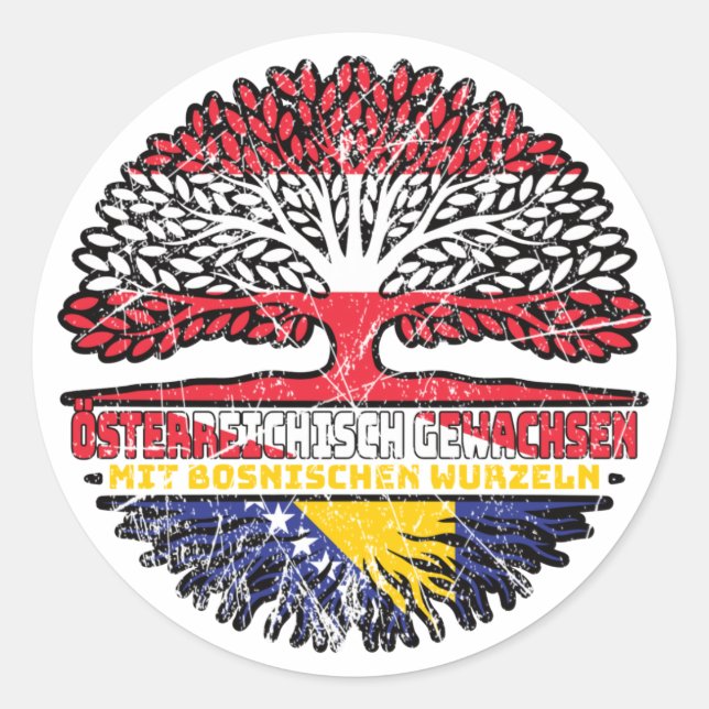 Bosnian Bosnisch Österreichisch Österreich Baum Classic Round Sticker (Front)