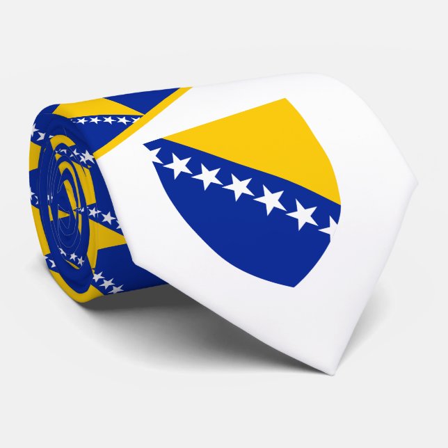 Bosnian Coat of Arms & Flag, Bosnia & Herzegovina Tie (Rolled)