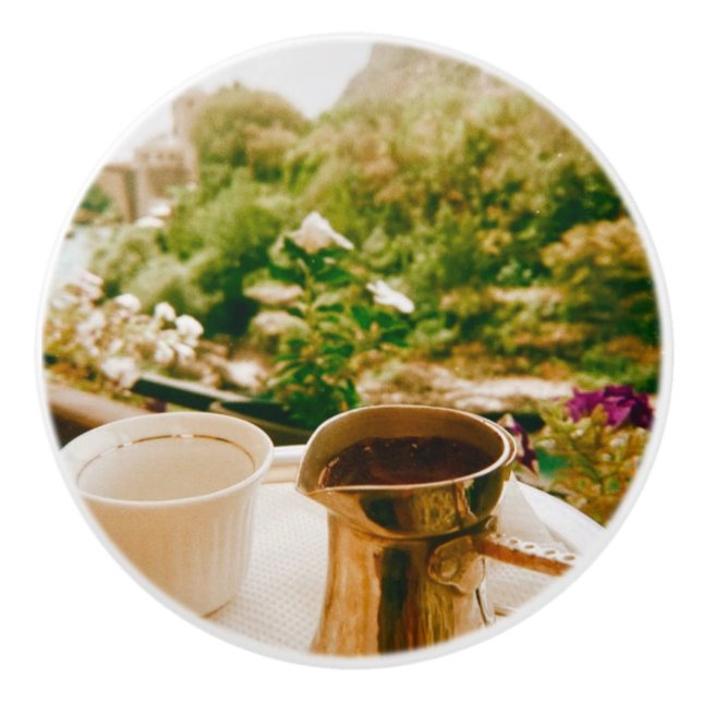 Bosnian Coffee break in Mostar  Ceramic Knob (Front)