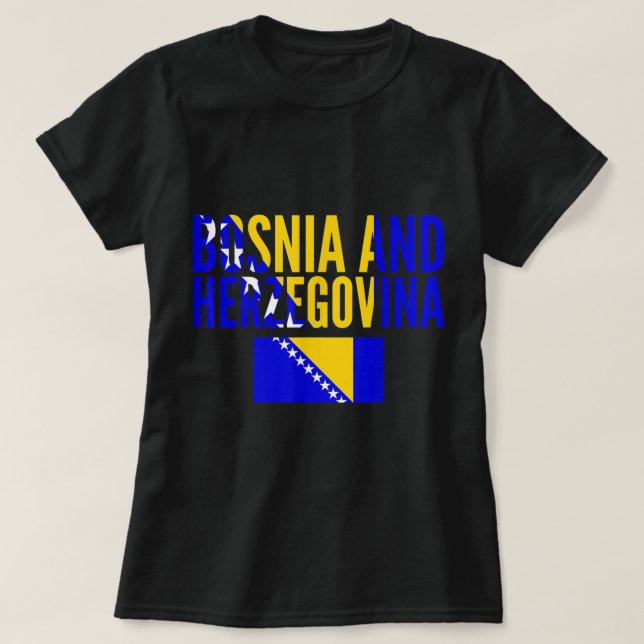 Bosnian Gift - Bosnia and Herzegovina Country Flag T-Shirt (Design Front)