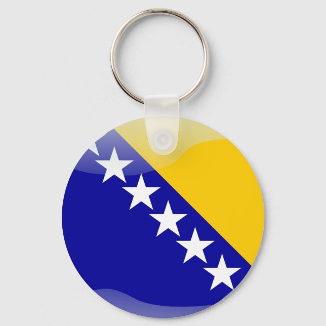 Bosnian glossy flag key ring (Front)