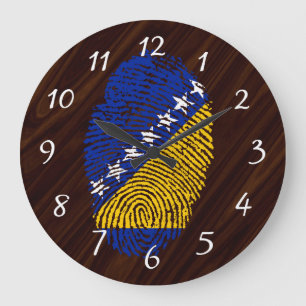 Bosnian touch fingerprint flag large clock