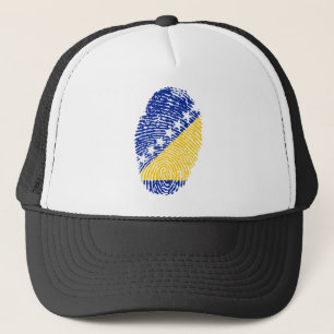 Bosnian touch fingerprint flag trucker hat