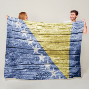 Bosnian wooden flag fleece blanket