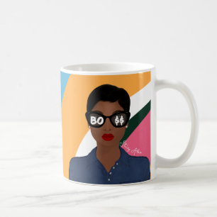 Boss Add Name African American Retro Pattern Coffee Mug