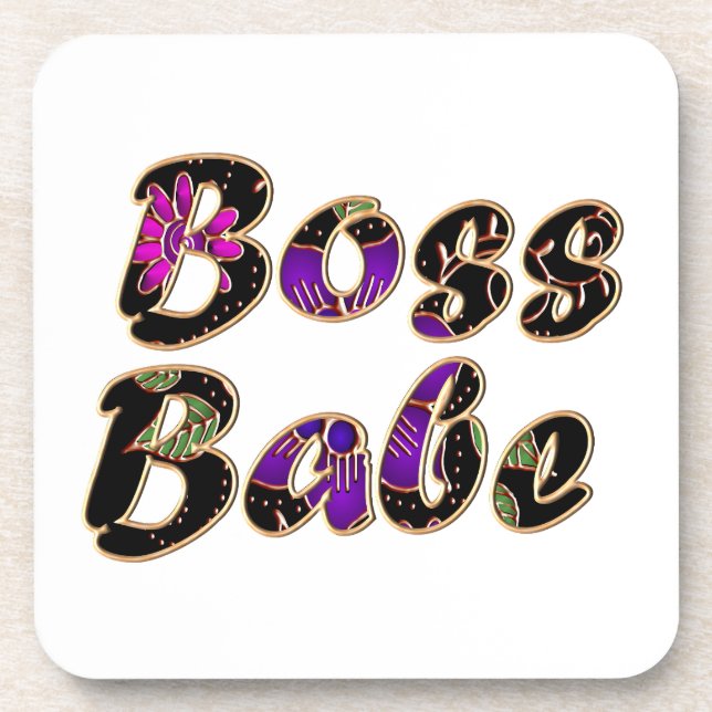 Boss Babe in Black Floral Coaster (Front)