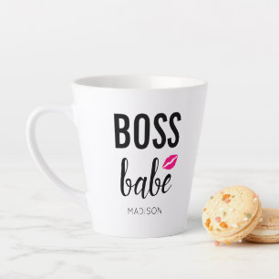 Boss Babe Personalise   Pink Kiss   Pink Lips Latte Mug