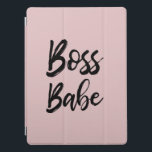 Boss Babe Quote Black Pink Simple Typography iPad Pro Cover<br><div class="desc">This modern and simple typography design is perfect for the powerful woman. It features a minimalist black brushstroke font quote saying, "Boss babe, " on top of a simple blush pink background. It's empowering, elegant, and trendy. ***IMPORTANT DESIGN NOTE: For any custom design request such as matching product requests, colour...</div>