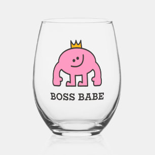 Boss Babe Stemless Wine Glass – Pink Crown Power