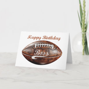 Boss Birthday Grunge Large Football for Sports Fan Card
