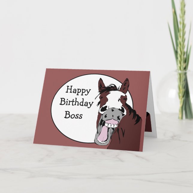Boss Birthday Humour with Horse Cartoon Card (Front)