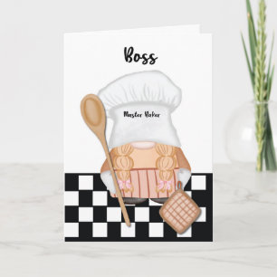 Boss Birthday Whimsical Gnome Baker Baking Card