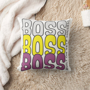 Boss Boss Boss Built on Self Success Quote Cushion