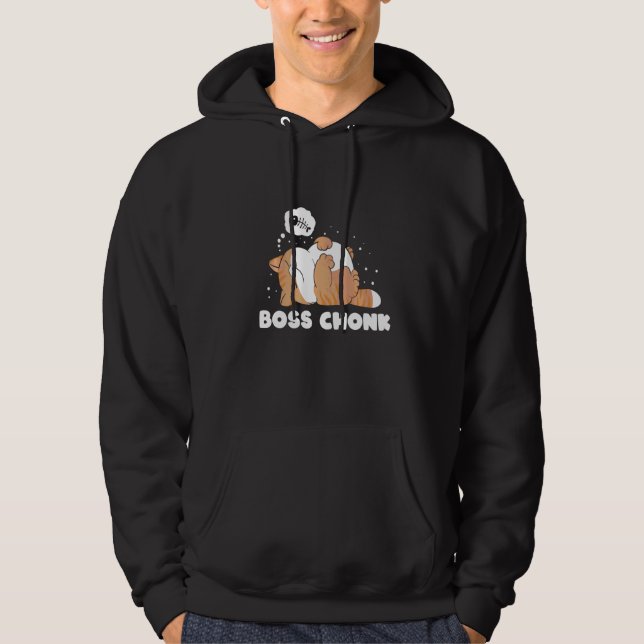 Boss Chonk Lazy Sleeping Cat  Meme Hoodie (Front)