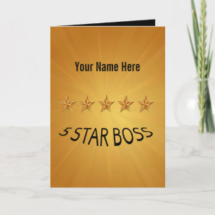 Boss Day Five 5 Star Custom Greeting Card