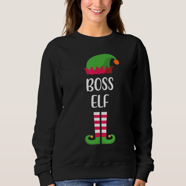 Boss Elf Christmas Family Matching Group Xmas Sweatshirt (Front)