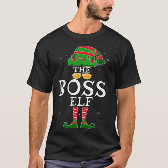 Boss Elf Group Matching Family Christmas Work T-Shirt (Front)