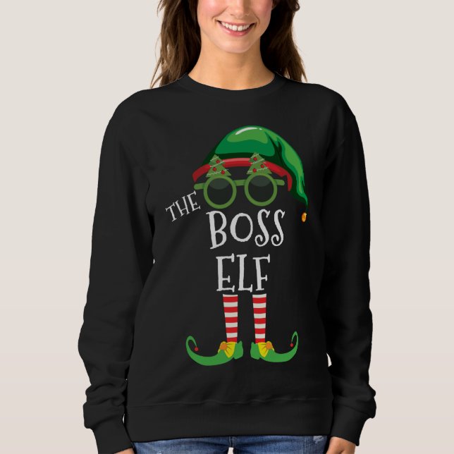 Boss Elf Matching Christmas Party Pjs Family Outfi Sweatshirt (Front)