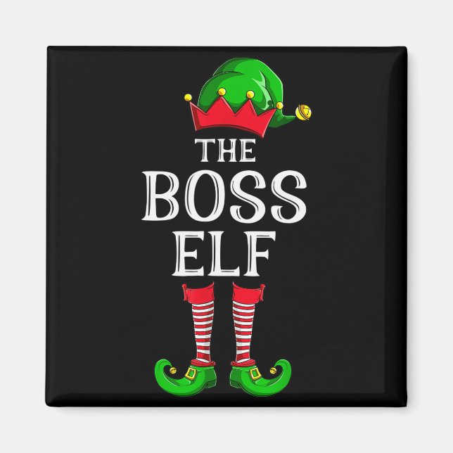 Boss Elf Matching Family Group Christmas Party Paj Magnet (Front)