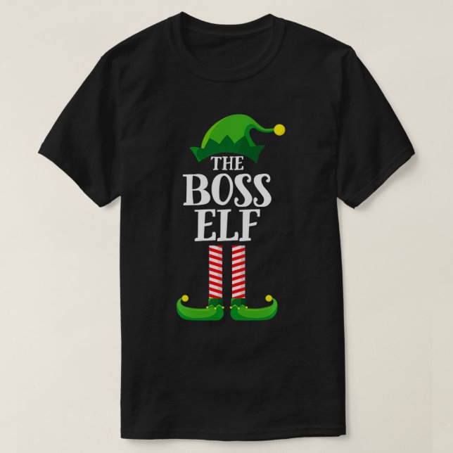 Boss Elf Matching Family Group Christmas Party  T-Shirt (Design Front)