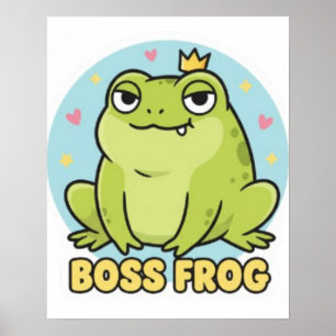 Boss Frog Poster Cute Confident Frog Motivational 