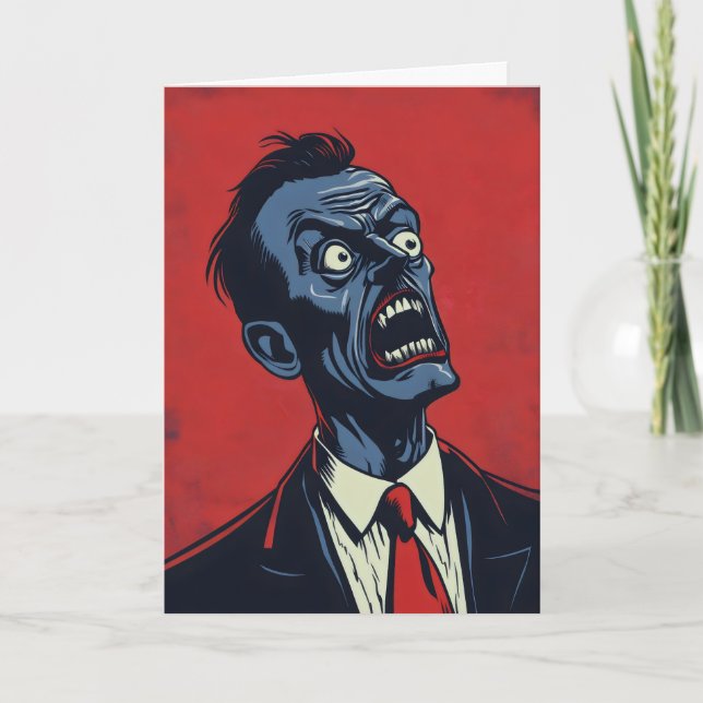 Boss Funny Creepy Horror Holiday Card (Front)