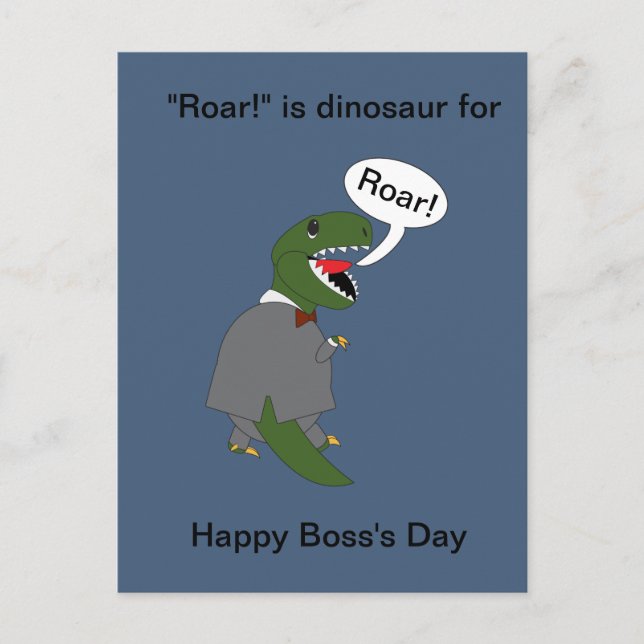 Boss Funny Dinosaur Happy Boss Day Personalise Postcard (Front)