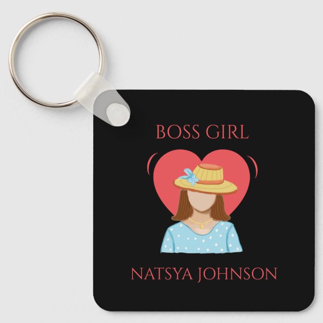 boss girl cute unique editable key ring (Front)