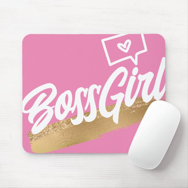 Boss Girl Pink Gold Mousepad (With Mouse)
