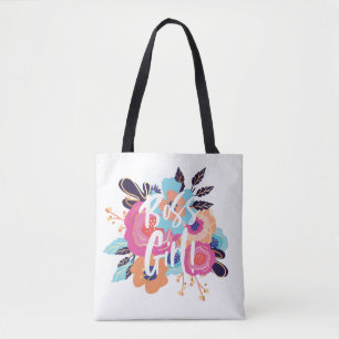 Boss Girl Trendy Bold Florals & Brush Script Tote Bag