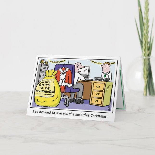 Boss Gives Office Worker the Sack Christmas Card (Front)