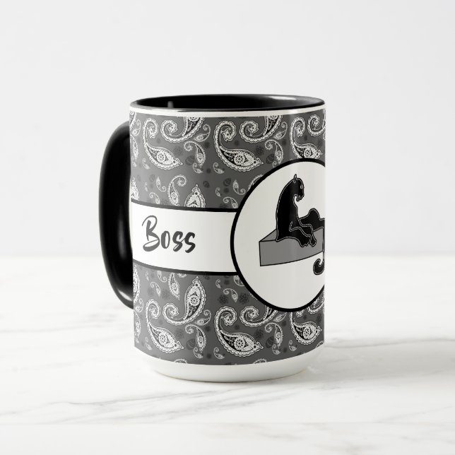 Boss Lady Black Cat Ringer 15oz Mug (Front Left)