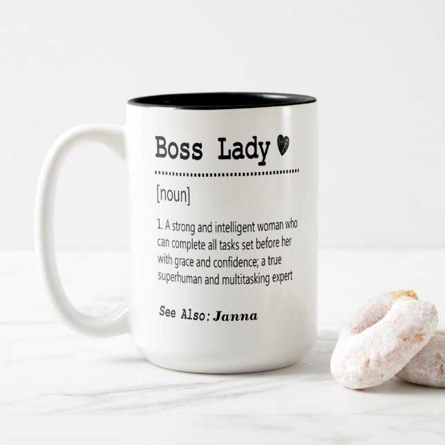 Boss Lady Definition Two-Tone Coffee Mug (With Donut)