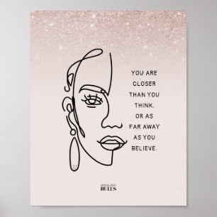 Boss Lady Face Rose Gold Ombre Motivational Quote Poster