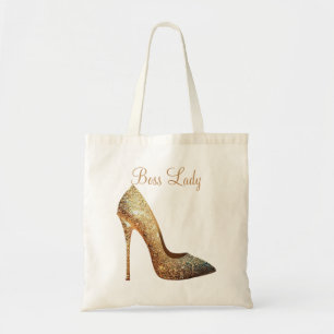 Boss Lady Golden Glitter High heels Tote Bag