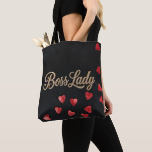 Boss Lady Hearts All-Over-Print Tote Bag