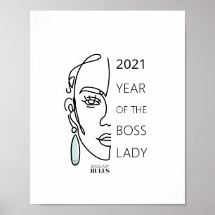 Boss Lady Line Art Face Typography Motivational Poster