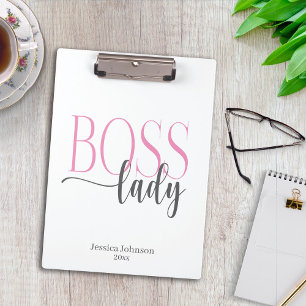 Boss Lady Pink and Gray Natural Clipboard