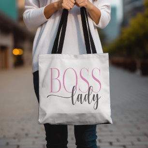 Boss Lady Pink and Grey Mousepad Tote Bag