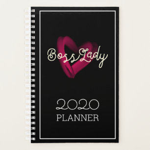 Boss Lady Pink Lipstick Heart Girl's Black Planner