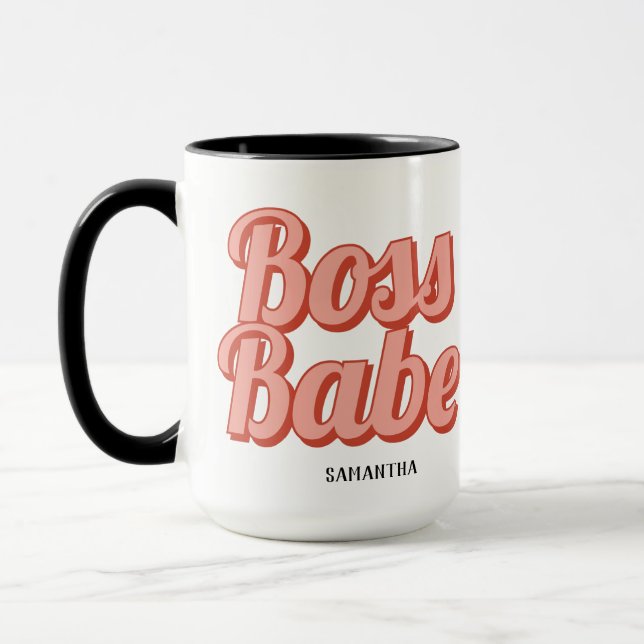 Boss Lady Retro Customised name Coffee Mug (Left)