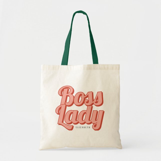 Boss Lady Retro Customised name  Tote Bag (Front)