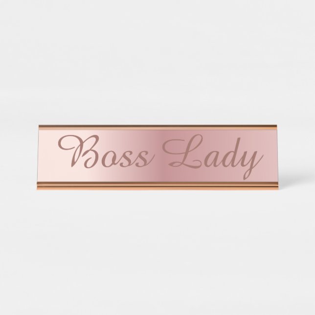 Boss Lady Rose Gold Desk Sign Girl Boss Modern (Front)