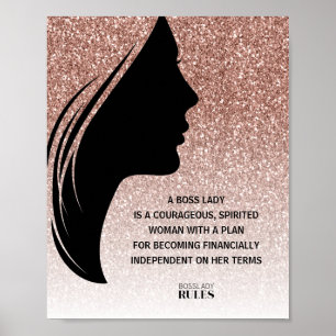 Boss Lady Rose Gold Glitter Motivational Quote Poster
