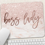 Boss Lady Rose Gold Marble Blush Pink Faux Glitter Mouse Pad<br><div class="desc">Boss Lady Rose Gold Marble Blush Pink Faux Glitter Mouse Pad</div>