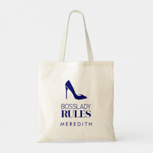 Boss Lady Rules Stiletto Logo Navy Tote Bag